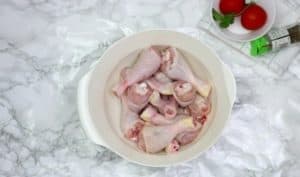 raw chicken in a bowl.