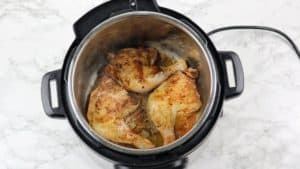 Chicken browned in the instant pot.