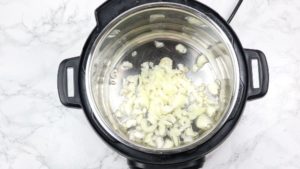 chopped onion in the instant pot.